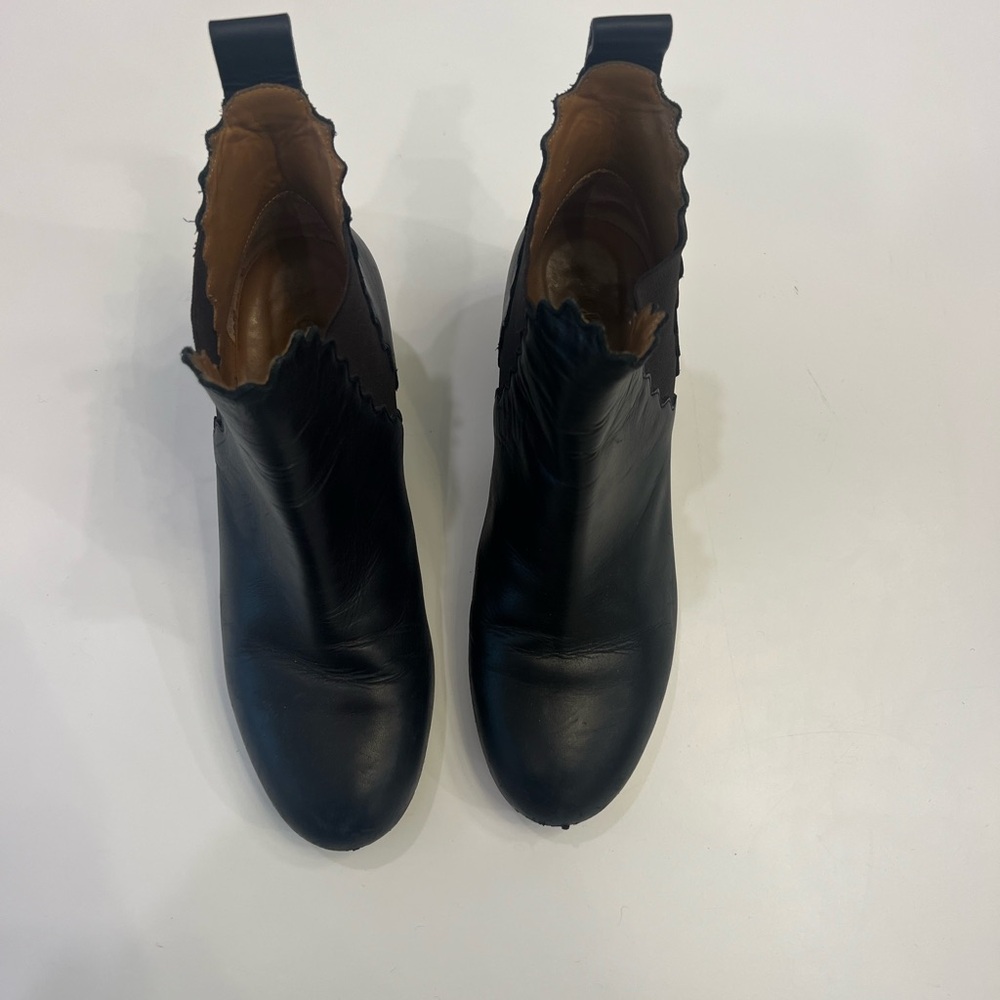 Chloe Black Scalloped Ankle Booties